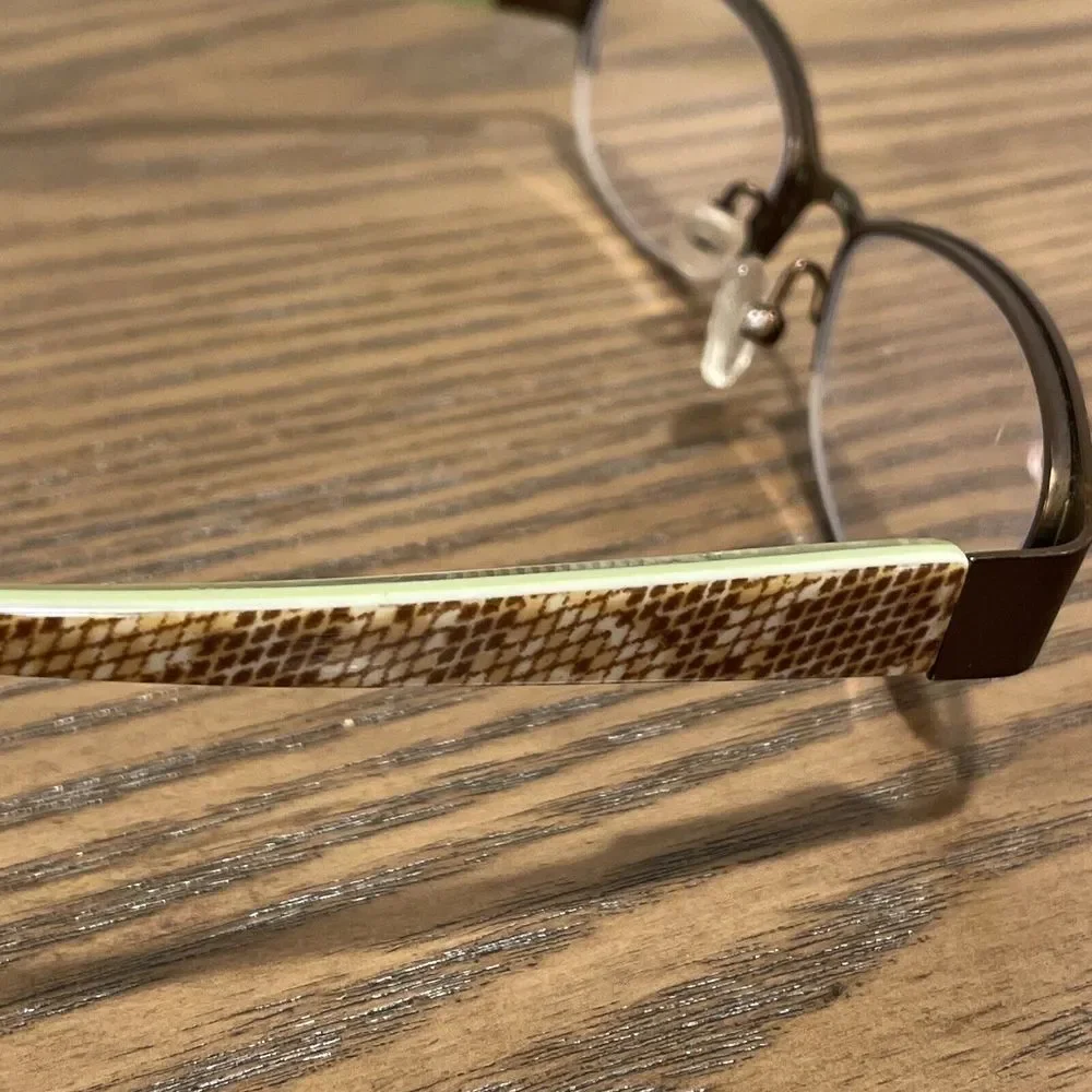 Chelsea Morgan Eyeglass Frames Only 51-17-135 CM813 BR Brown Half Rim Green